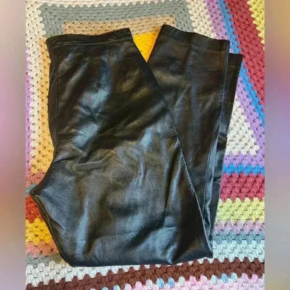 Mixit Elegant Black Leather Pants Size 10 -  High-Waisted, Chic Design Vintage - Picture 1 of 4